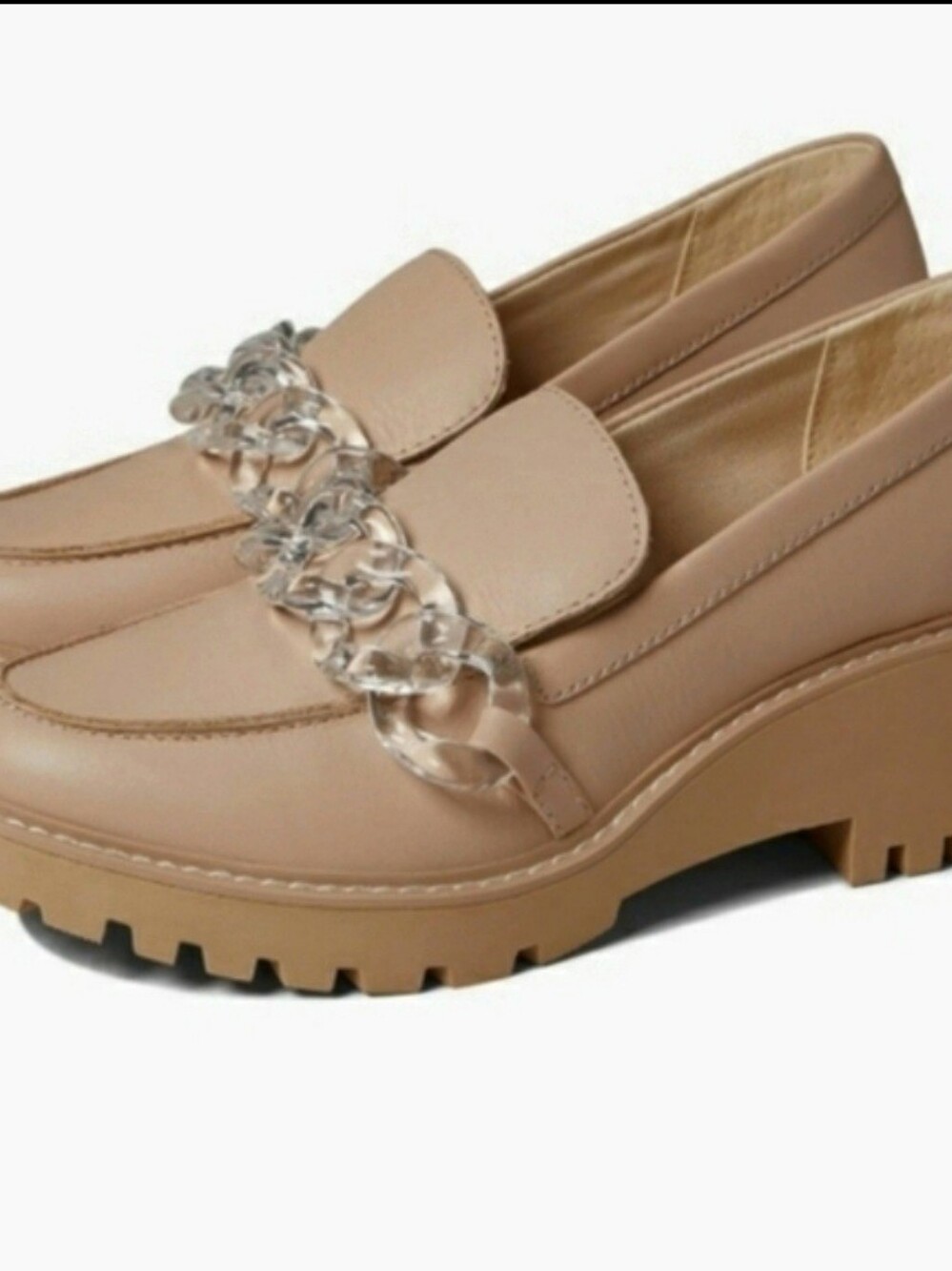 Dolce Vita Haris Light Blush Translucent Chain Platform Wedge Loafer Shoe Sz 9